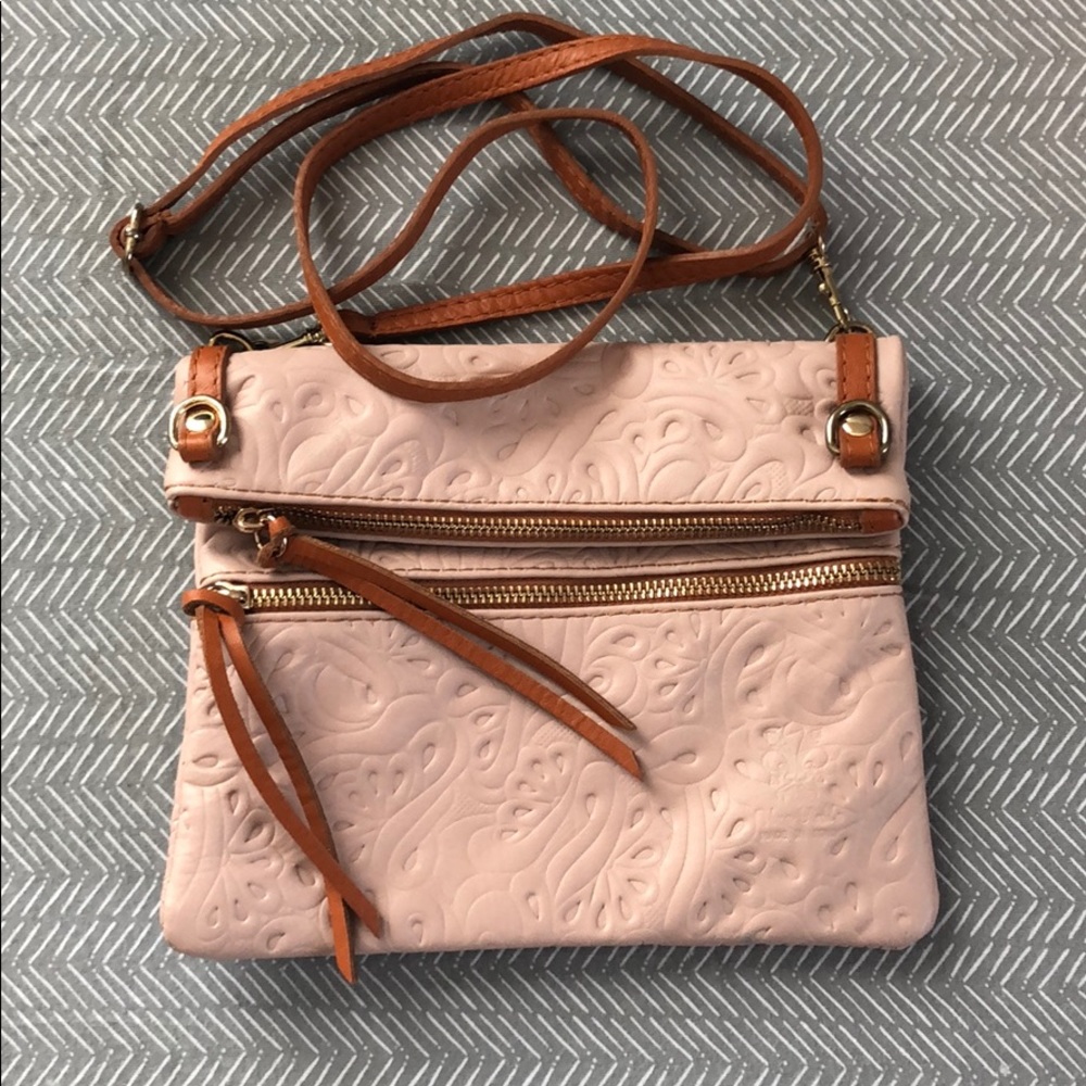 Pink Leather cross body purse